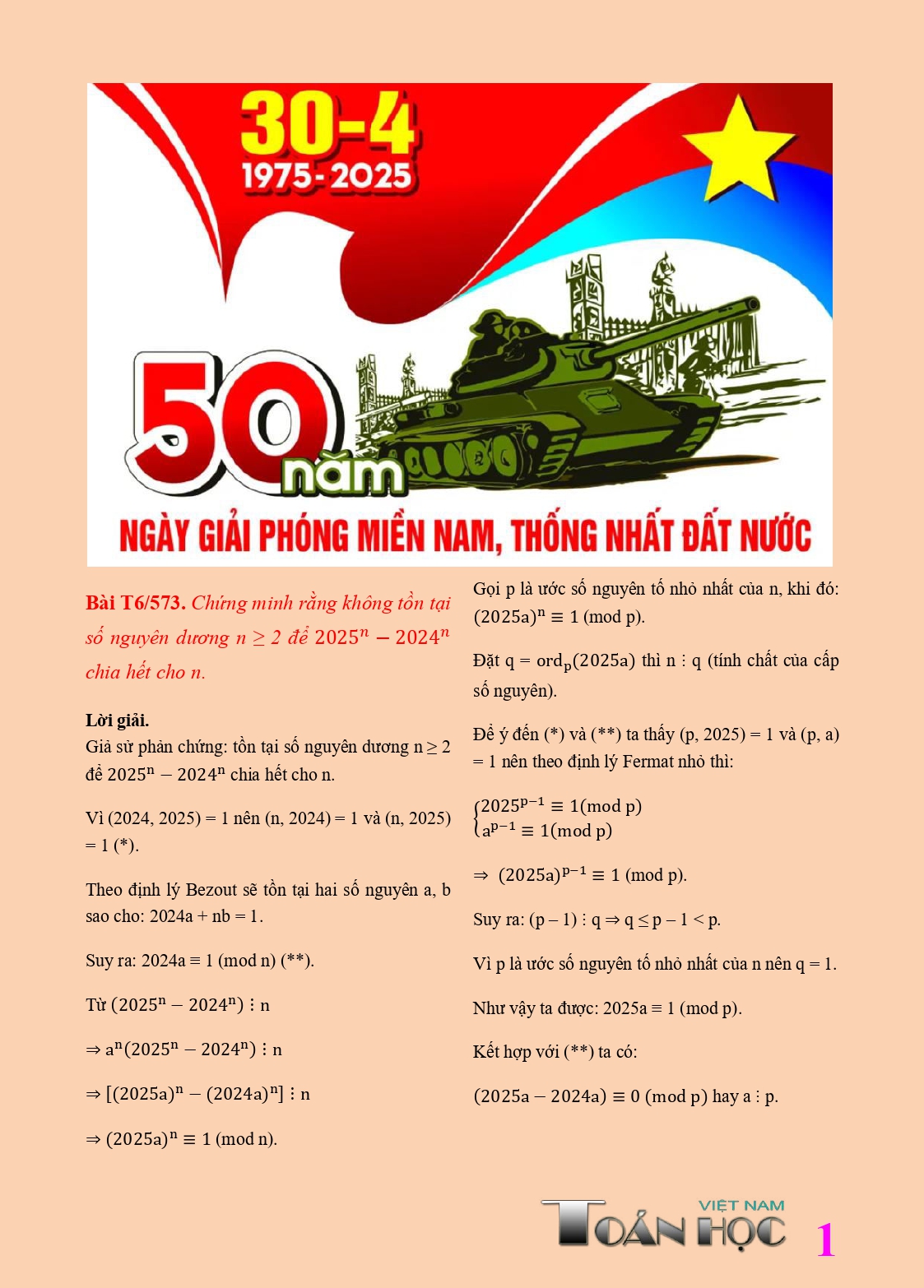 Chào mừng Đại lễ kỷ niệm 50 năm Giải phóng miền Nam, thống nhất đất nước 30/04/1975 - 30/04/2025